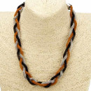 3lines metal necklace, black-silver-brown