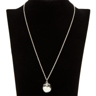 Necklace with pendant glass ball, white