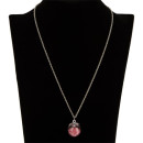 Necklace with pendant glass ball, pink