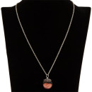 Necklace with pendant glass ball, orange