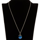 Necklace with pendant glass ball, blue