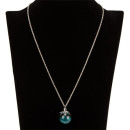 Necklace with pendant glass ball, turquoise