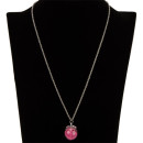 Necklace with pendant glass ball, pink