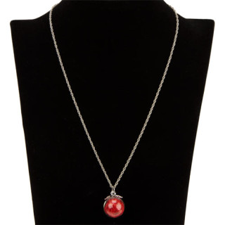 Necklace with pendant glass ball, red