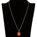 Necklace with pendant glass ball, orange