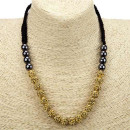 Necklace with shining ball beads, gold