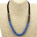Necklace with shining ball beads, blue