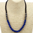 Necklace with shining ball beads, dark blue