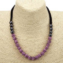 Necklace with shining ball beads, purple