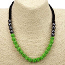 Necklace with shining ball beads, green