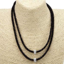 2lines necklace with shining beads, black