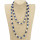Long freshwater pearl necklace with fantasy pearls, 120cm, cream-blue