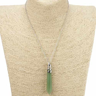 Necklace with natural stone pendant Pendulum, Green Aventurine