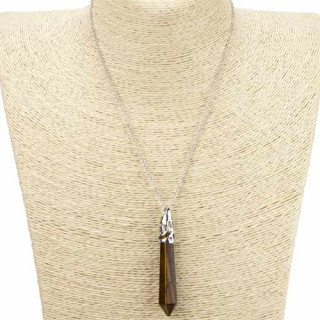 Necklace with natural stone pendant pendulum, tiger eye