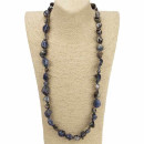 Long necklace mother of pearl, 80cm, black-blue
