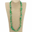 Long necklace mother of pearl, 80cm, green