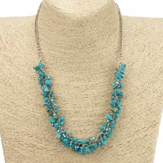necklace with natural stones, synthetic turquoise