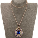 Lange Halskette, 72cm, Rosegold-Blau