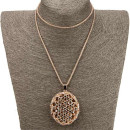 Long necklace, 74cm, rose gold-green