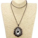 Long necklace, 74cm, black-clear