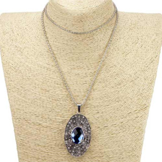 Long necklace, 74cm, silver-blue-clear