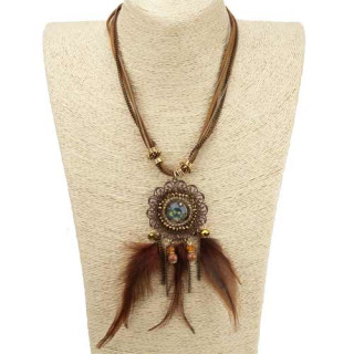 Necklace leather, brown-red