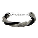 3strängige Armkette, Schwarz-Silber