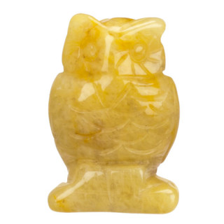 engraving owl, 48mm, yellow jade