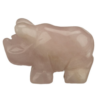 Gravur Nashorn, 40mm, Rosenquarz