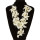 Necklace mother of pearl flower, cream-black