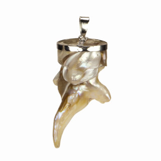 Pendant mother of pearl, galvanized, oval 56x30mm