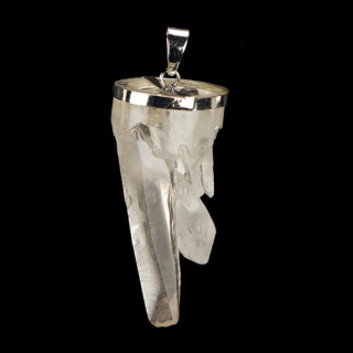 Anhänger Bergkristall, galvanisiert, oval 58x28mm