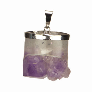 Anhänger Amethyst, galvanisiert, oval 30x25mm