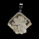 Pendant rock crystal, galvanized, square 28x28x30mm