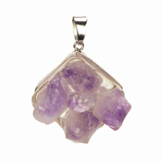 Anhänger Amethyst, galvanisiert, quadrat 28x28x22mm