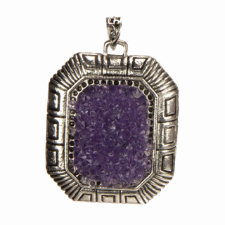 Pendant rectangle amethyst, mounted 54x45mm