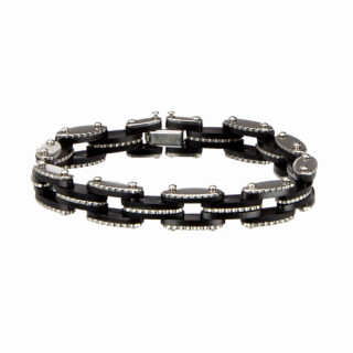 Stainless steel bracelet with rubber
