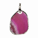 Pendant agate disk, galvanized, AB, pink, 50-59mm