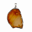 Pendant agate disk, galvanized, AB, red, 40-49mm