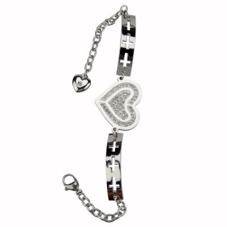 Stainless steel bracelet with stones, silver - only 2pcs left!