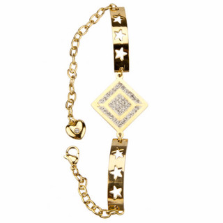 Stainless steel bracelet with stones, gold