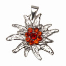 Pendant Edelweiss 36x39mm red