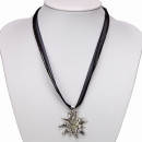 Organza ribbon necklace with pendant Edelweiss clear