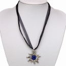 Organza necklace with pendant Edelweiss blue