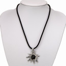 Velvet ribbon necklace with pendant edelweiss, black