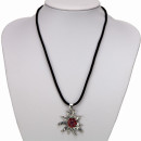Velvet ribbon necklace with pendant Edelweiss pink