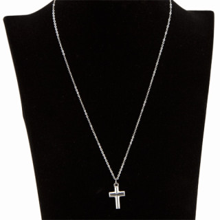 Halskette mit Anhänger, Edelstahl, Kreuz