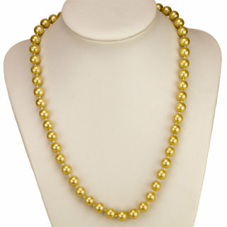 Special price: Necklace mother of pearl, gold-beige, AB, 8mm