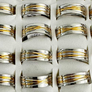 Stainless steel ring, silver-gold, 8mm