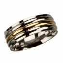 Stainless steel ring, silver-gold, 8mm